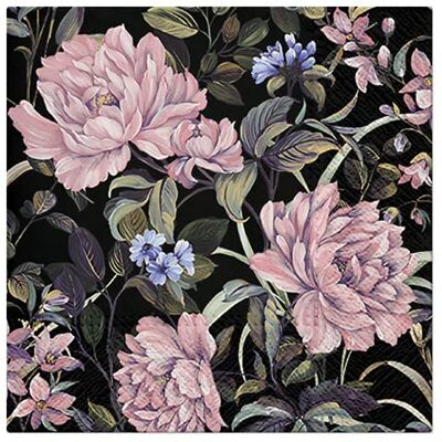 Servietten Blumen Lot de 20 serviettes de table motif fleurs mystérieuses sur fond noir Décoration de table 33 x 33 cm - Publicité Servietten Blumen Lot de 20 serviettes de table motif fleurs mystérieuses sur fond noir Décoration de table 33 x 33 cm - Publicité