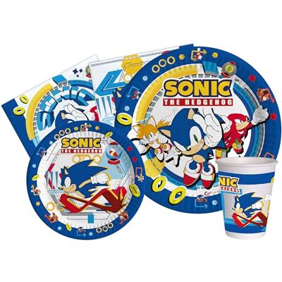Ciao Kit Vaisselle de Fête Sonic the Hedgehog pour 8 personnes (44 pcs: 8 assiettes Ø23cm, 8 assiettes Ø18cm, 8 gobelets 250ml, 20 serviettes 33x33cm) en papier compostable eco-friendly - Publicité Ciao Kit Vaisselle de Fête Sonic the Hedgehog pour 8 personnes (44 pcs: 8 assiettes Ø23cm, 8 assiettes Ø18cm, 8 gobelets 250ml, 20 serviettes 33x33cm) en papier compostable eco-friendly - Publicité