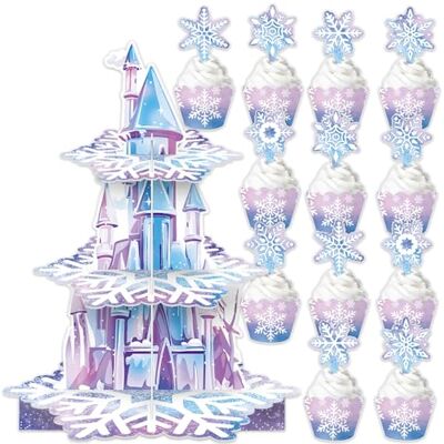 Doyomtoy Présentoir à gâteaux à trois niveaux en forme de flocon de neige violet, fournitures de fête d'anniversaire de la Reine des neiges, décorations de cupcakes de Noël, fournitures de fête d'hiver - Publicité Doyomtoy Présentoir à gâteaux à trois niveaux en forme de flocon de neige violet, fournitures de fête d'anniversaire de la Reine des neiges, décorations de cupcakes de Noël, fournitures de fête d'hiver - Publicité
