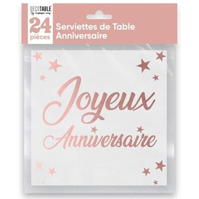 SV SURPRISEZ-VOUS 24 SERVIETTES PAPIER ANNIVERSAIRE 33CM OR ROSE - Publicité SV SURPRISEZ-VOUS 24 SERVIETTES PAPIER ANNIVERSAIRE 33CM OR ROSE - Publicité