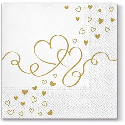 Serviettenshop Lot de 20 serviettes de table motif cœurs dorés, mariage, amour, 33 x 33 cm - Publicité Serviettenshop Lot de 20 serviettes de table motif cœurs dorés, mariage, amour, 33 x 33 cm - Publicité