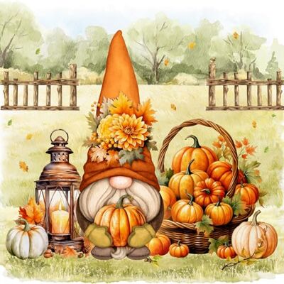 ti-flair Lot de 20 serviettes de table en papier avec motif lutin d'automne avec citrouilles Convient également pour le découpage et la technique des serviettes 33 x 33 cm - Publicité ti-flair Lot de 20 serviettes de table en papier avec motif lutin d'automne avec citrouilles Convient également pour le découpage et la technique des serviettes 33 x 33 cm - Publicité