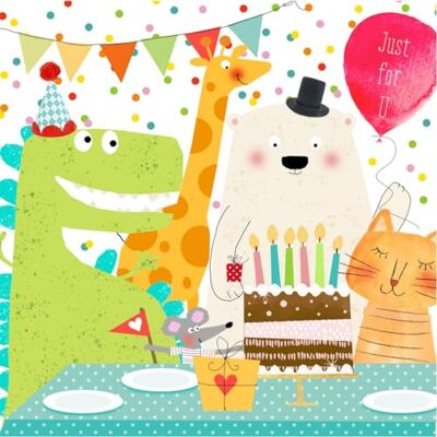 Atelier Lot de 20 serviettes en papier avec motif animaux pour fête d'anniversaire 33 x 33 cm - Publicité Atelier Lot de 20 serviettes en papier avec motif animaux pour fête d'anniversaire 33 x 33 cm - Publicité