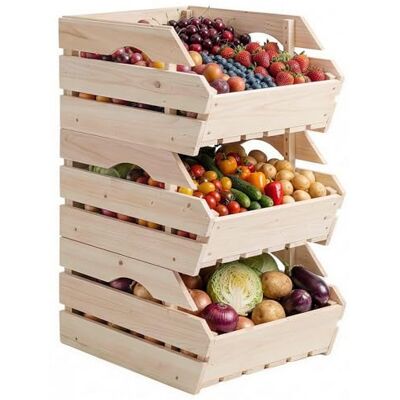 Outsunny Support de Corbeille à Fruits en Bois de Sapin à 3 Niveaux Amovibles, Panier de Rangement pour Légumes Facile à Déplacer, 27x37,5x60cm, Naturel - Publicité Outsunny Support de Corbeille à Fruits en Bois de Sapin à 3 Niveaux Amovibles, Panier de Rangement pour Légumes Facile à Déplacer, 27x37,5x60cm, Naturel - Publicité