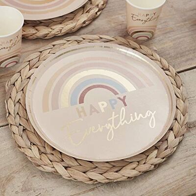 Ginger Ray Happy Everything Lot de 8 assiettes en papier imprimé arc-en-ciel pastel - Publicité Ginger Ray Happy Everything Lot de 8 assiettes en papier imprimé arc-en-ciel pastel - Publicité