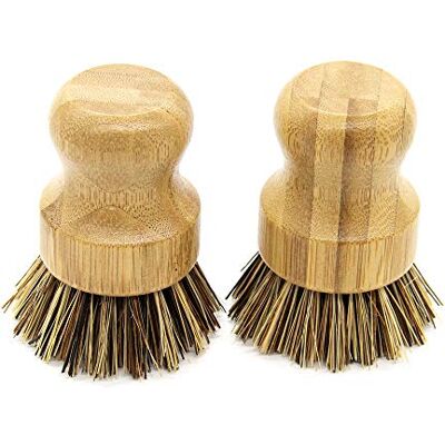 AUEAR , Lot de 2 brosses à récurer en Bambou Naturel pour poêles, poêles à récurer en Fonte (Couleur foncée) - Publicité AUEAR , Lot de 2 brosses à récurer en Bambou Naturel pour poêles, poêles à récurer en Fonte (Couleur foncée) - Publicité