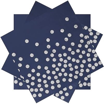 WYQJHKV Lot de 100 serviettes de fête bleues de 33 x 33 cm, serviettes en papier à pois argentés pour anniversaire, mariage, remise de diplôme 2023 - Publicité WYQJHKV Lot de 100 serviettes de fête bleues de 33 x 33 cm, serviettes en papier à pois argentés pour anniversaire, mariage, remise de diplôme 2023 - Publicité