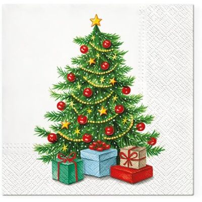 Malagro Lot de 20 serviettes de table en papier avec motif de Noël sous le sapin 33 x 33 cm - Publicité Malagro Lot de 20 serviettes de table en papier avec motif de Noël sous le sapin 33 x 33 cm - Publicité