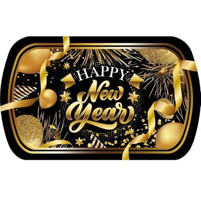 FIESTAS GUIRCA Plateau Bonne Année (39x24 cm) Décoration de Table Réutilisable pour Fêtes de Nouvel an Idéal pour Événements et Festivités Noir, Or, Happy New Year - Publicité FIESTAS GUIRCA Plateau Bonne Année (39x24 cm) Décoration de Table Réutilisable pour Fêtes de Nouvel an Idéal pour Événements et Festivités Noir, Or, Happy New Year - Publicité