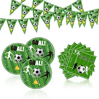 QEEQPF Fournitures de fête de football, 1 bannières de football, 20 serviettes, 10 assiettes pour la coupe du monde, un événement sportif, un match de football, une soirée à thème de football. Publicité QEEQPF Fournitures de fête de football, 1 bannières de football, 20 serviettes, 10 assiettes pour la coupe du monde, un événement sportif, un match de football, une soirée à thème de football. Publicité