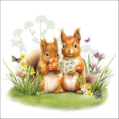 Ambiente Tovagliolo 33x33 Carta Decorato Little Squirrels - Publicité Ambiente Tovagliolo 33x33 Carta Decorato Little Squirrels - Publicité