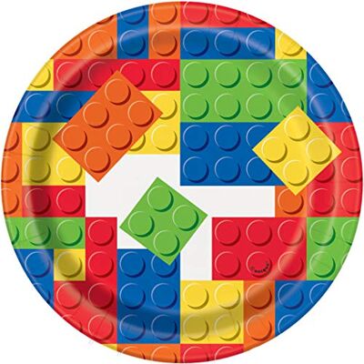 Unique -Assiettes en Carton Écologiques– 18 cm – Blocs de Construction pour Fête d'Anniversaire – 8 Pièces (Lot de 1), 58234EU, Multicolour, 18 centimeters - Publicité Unique -Assiettes en Carton Écologiques– 18 cm – Blocs de Construction pour Fête d'Anniversaire – 8 Pièces (Lot de 1), 58234EU, Multicolour, 18 centimeters - Publicité