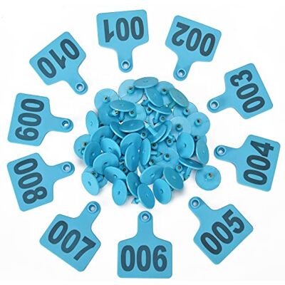 Wubao Lot de 50 boucles d'oreilles d'identification en forme de bovin de vache numérotées en cuivre (bleu) - Publicité Wubao Lot de 50 boucles d'oreilles d'identification en forme de bovin de vache numérotées en cuivre (bleu) - Publicité