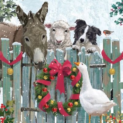 PPD Lot de 20 serviettes en papier avec motif d'oie d'hiver visitées aux animaux sur la clôture Convient également pour le découpage et la technique des serviettes 33 x 33 cm - Publicité PPD Lot de 20 serviettes en papier avec motif d'oie d'hiver visitées aux animaux sur la clôture Convient également pour le découpage et la technique des serviettes 33 x 33 cm - Publicité