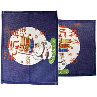 lachineuse 2 Sets de Table Maneki Neko & Poissons Dessous de Table Japonais en Tissu 40 x 30 cm Idée Cadeau Japon Cuisine Chat Mignon Japonais Objet Décoration Asiatique Coloris Bleu - Publicité lachineuse 2 Sets de Table Maneki Neko & Poissons Dessous de Table Japonais en Tissu 40 x 30 cm Idée Cadeau Japon Cuisine Chat Mignon Japonais Objet Décoration Asiatique Coloris Bleu - Publicité