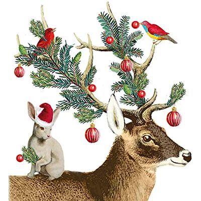 Servietten Weihnachten Lot de 20 serviettes en papier motif animaux au cerf de Noël Décoration de table 33 x 33 cm - Publicité Servietten Weihnachten Lot de 20 serviettes en papier motif animaux au cerf de Noël Décoration de table 33 x 33 cm - Publicité