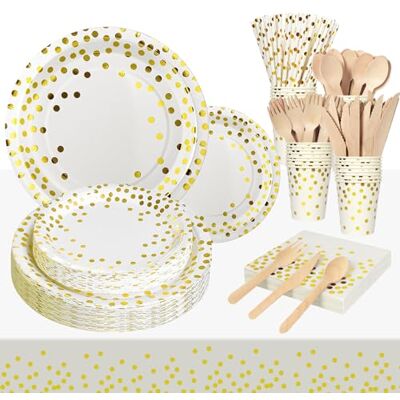 Nkaiso - White Gold 141 Pieces - Assiettes en papier - Publicité Nkaiso - White Gold 141 Pieces - Assiettes en papier - Publicité