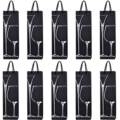 DonDon 10 sacs à bouteilles sacs à cadeaux pour vin, prosecco et champagne 40 x 12 x 9 cm verres en argent - Publicité DonDon 10 sacs à bouteilles sacs à cadeaux pour vin, prosecco et champagne 40 x 12 x 9 cm verres en argent - Publicité