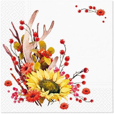 Malagro Lot de 20 serviettes de table en papier avec motif tournesol et décoration d'automne 33 x 33 cm - Publicité Malagro Lot de 20 serviettes de table en papier avec motif tournesol et décoration d'automne 33 x 33 cm - Publicité