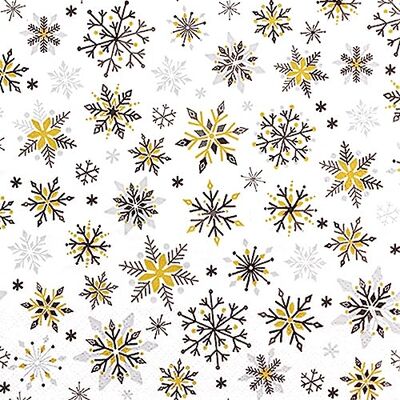 Home Fashion Lot de 20 serviettes en papier pour décoration de table Motif flocons de neige Noir/doré 33 x 33 cm - Publicité Home Fashion Lot de 20 serviettes en papier pour décoration de table Motif flocons de neige Noir/doré 33 x 33 cm - Publicité