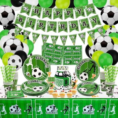 QUERICKY Décorations de fête de football, comprend un balloon, une bannière, des assiettes, des serviettes, des tasses pour l'anniversaire des fans de football des garçons, pour 20 invités (B) - Publicité QUERICKY Décorations de fête de football, comprend un balloon, une bannière, des assiettes, des serviettes, des tasses pour l'anniversaire des fans de football des garçons, pour 20 invités (B) - Publicité