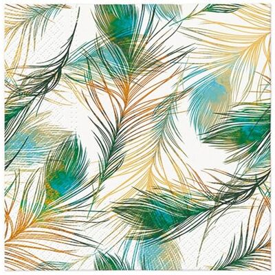 Malagro Lot de 20 serviettes en papier avec motif plumes naturelles superposées 33 x 33 cm - Publicité Malagro Lot de 20 serviettes en papier avec motif plumes naturelles superposées 33 x 33 cm - Publicité