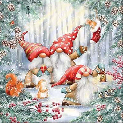 Ambiente Lot de 20 serviettes de table en papier Motif nain avec animaux dans la forêt d'hiver 33 x 33 cm - Publicité Ambiente Lot de 20 serviettes de table en papier Motif nain avec animaux dans la forêt d'hiver 33 x 33 cm - Publicité