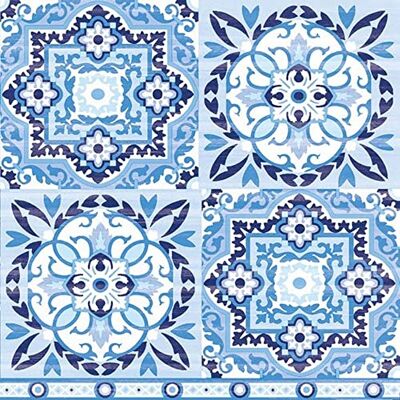 Ambiente Lot de 20 serviettes à motif carrelage bleu et blanc Pour bricolage Motif : décoration de table Découpage Technique de serviette 33 x 33 cm - Publicité Ambiente Lot de 20 serviettes à motif carrelage bleu et blanc Pour bricolage Motif : décoration de table Découpage Technique de serviette 33 x 33 cm - Publicité