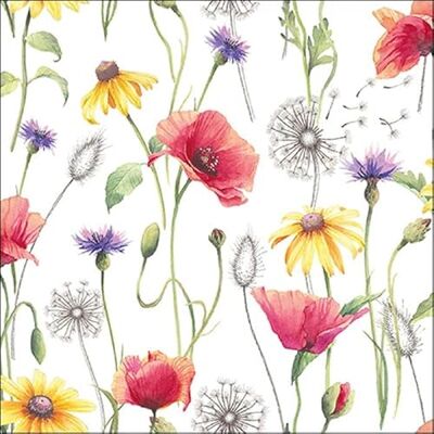 Servietten Blumen Lot de 20 serviettes de table Motif coquelicots et pissenlits 33 x 33 cm - Publicité Servietten Blumen Lot de 20 serviettes de table Motif coquelicots et pissenlits 33 x 33 cm - Publicité