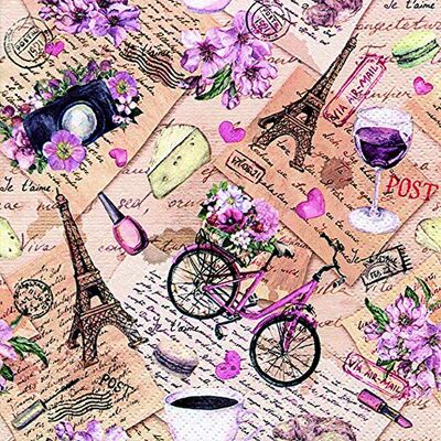 Servietten Städte Lot de 20 serviettes de table pour les amateurs de Paris et de France 33 x 33 cm - Publicité Servietten Städte Lot de 20 serviettes de table pour les amateurs de Paris et de France 33 x 33 cm - Publicité