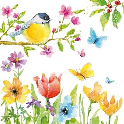 Malagro Lot de 20 serviettes de table en papier avec motif oiseau sur prairie printanière Convient également pour le découpage et la technique des serviettes 33 x 33 cm - Publicité Malagro Lot de 20 serviettes de table en papier avec motif oiseau sur prairie printanière Convient également pour le découpage et la technique des serviettes 33 x 33 cm - Publicité
