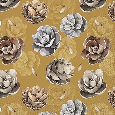 Miss Lovely Lot de 60 serviettes en papier en forme de pommes de pin en jaune ocre, marron, beige et crème naturelle Décoration de table d'automne Décoration de table Forêt hivernale - Publicité Miss Lovely Lot de 60 serviettes en papier en forme de pommes de pin en jaune ocre, marron, beige et crème naturelle Décoration de table d'automne Décoration de table Forêt hivernale - Publicité
