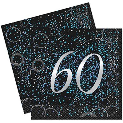 Unique Glitz 57463 Lot de 16 serviettes en papier pour 60e anniversaire Bleu - Publicité Unique Glitz 57463 Lot de 16 serviettes en papier pour 60e anniversaire Bleu - Publicité
