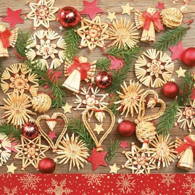 Malagro Lot de 20 serviettes de table en papier avec motif étoiles de paille et décoration de Noël 33 x 33 cm - Publicité Malagro Lot de 20 serviettes de table en papier avec motif étoiles de paille et décoration de Noël 33 x 33 cm - Publicité