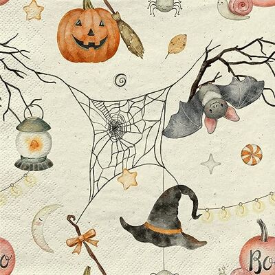 Fasana Lot de 20 petites serviettes de cocktail en papier avec motif Halloween pour décoration de table Convient également pour le découpage et la technique des serviettes 25 x 25 cm - Publicité Fasana Lot de 20 petites serviettes de cocktail en papier avec motif Halloween pour décoration de table Convient également pour le découpage et la technique des serviettes 25 x 25 cm - Publicité