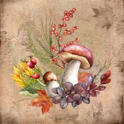 ti-flair Lot de 20 serviettes de table Champignons et fruits d'automne Champignons baies feuilles Décoration de table automne Découpage Technique de serviette 33 x 33 cm - Publicité ti-flair Lot de 20 serviettes de table Champignons et fruits d'automne Champignons baies feuilles Décoration de table automne Découpage Technique de serviette 33 x 33 cm - Publicité