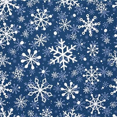 Serviettenshop Lot de 20 serviettes en papier pour décoration de table Motif flocons de neige blancs 33 x 33 cm - Publicité Serviettenshop Lot de 20 serviettes en papier pour décoration de table Motif flocons de neige blancs 33 x 33 cm - Publicité