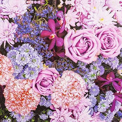 Home Fashion Lot de 20 serviettes de table Motif fleurs roses et lilas 33 x 33 cm - Publicité Home Fashion Lot de 20 serviettes de table Motif fleurs roses et lilas 33 x 33 cm - Publicité