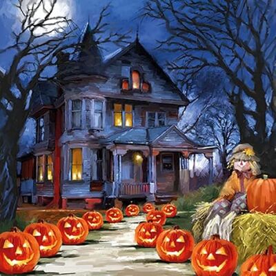 Servietten Halloween Lot de 20 serviettes en papier Motif maison fantômes Halloween Automne Décoration de table 33 x 33 cm - Publicité Servietten Halloween Lot de 20 serviettes en papier Motif maison fantômes Halloween Automne Décoration de table 33 x 33 cm - Publicité