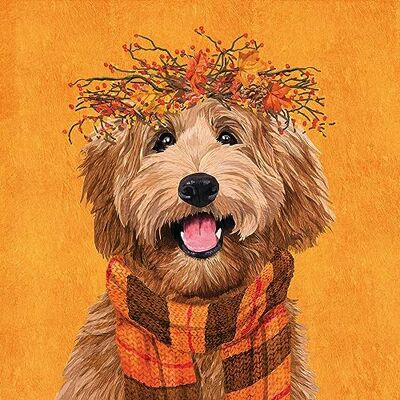 PPD Lot de 20 serviettes en papier avec couronne d'automne et écharpe pour décoration de table Motif chien d'automne 33 x 33 cm - Publicité PPD Lot de 20 serviettes en papier avec couronne d'automne et écharpe pour décoration de table Motif chien d'automne 33 x 33 cm - Publicité
