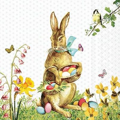 Ambiente Lot de 20 serviettes en papier Lapin de Pâques vintage Décoration de table avec motif également pour fête ou découpage 33 x 33 cm - Publicité Ambiente Lot de 20 serviettes en papier Lapin de Pâques vintage Décoration de table avec motif également pour fête ou découpage 33 x 33 cm - Publicité