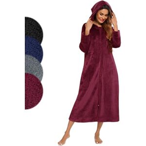 Figarge Peignoir long en flanelle pour homme et femme avec fermeture éclair et capuche, poches avant, peignoir de sauna, bordeaux, XXL - Publicité Figarge Peignoir long en flanelle pour homme et femme avec fermeture éclair et capuche, poches avant, peignoir de sauna, bordeaux, XXL - Publicité
