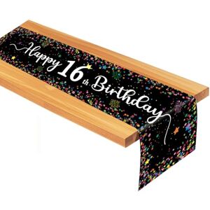 Moorle Chemin de table d'anniversaire 16ème anniversaire pour enfants Noir Décoration de table d'anniversaire pour garçon et fille Décoration de fête d'anniversaire 16 ans - Publicité Moorle Chemin de table d'anniversaire 16ème anniversaire pour enfants Noir Décoration de table d'anniversaire pour garçon et fille Décoration de fête d'anniversaire 16 ans - Publicité