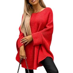 LIUYUYOUGO Poncho Femme Pull Cape Élégant En Tricot Pour Femme Manches Chauve-Souris Poncho En Grosse Maille Décontracté Surdimensionné Col Ras Du Cou Tendance Automne-Hiver Rouge Taille L - Publicité LIUYUYOUGO Poncho Femme Pull Cape Élégant En Tricot Pour Femme Manches Chauve-Souris Poncho En Grosse Maille Décontracté Surdimensionné Col Ras Du Cou Tendance Automne-Hiver Rouge Taille L - Publicité