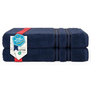 Hammetex Lot de 2 Serviettes de Bain 70x140 cm, 100% Coton 500 GSM, Douces, Absorbantes, Séchage Rapide, Certifiées Oeko-TEX, Bleu foncé - Publicité Hammetex Lot de 2 Serviettes de Bain 70x140 cm, 100% Coton 500 GSM, Douces, Absorbantes, Séchage Rapide, Certifiées Oeko-TEX, Bleu foncé - Publicité
