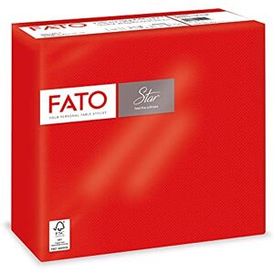 Fato , Lot de 40 Serviettes de Table Papier Jetables , Ultra Doux, Taille 38x38, Pliés en 4 et 2 Plis, Couleur Rouge, 100% Pure Cellulose, Certifié FSC - Publicité