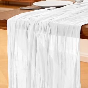 Foatcox Chemin de Table Blanc Laiteux, 300 x 90 cm Style Bohème Table de Cuisine en Gaze pour Les Mariages, Anniversaires, Fêtes Prénatales, Enterrements de Jeune Décorations de Banquets - Publicité Foatcox Chemin de Table Blanc Laiteux, 300 x 90 cm Style Bohème Table de Cuisine en Gaze pour Les Mariages, Anniversaires, Fêtes Prénatales, Enterrements de Jeune Décorations de Banquets - Publicité