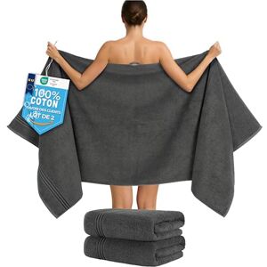 Hammetex Lot de 2 Très Grandes Serviettes de Bain et Sauna 80x200 cm, 100% Coton 500 GSM, Absorbantes, Séchage Rapide, Certifiées Oeko-TEX, Serviettes de Spa et de Sauna, Anthracite - Publicité Hammetex Lot de 2 Très Grandes Serviettes de Bain et Sauna 80x200 cm, 100% Coton 500 GSM, Absorbantes, Séchage Rapide, Certifiées Oeko-TEX, Serviettes de Spa et de Sauna, Anthracite - Publicité