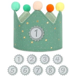URAQT Couronne Anniversaire Bébé en Tissu, Chapeau pour Garçons et Filles, Décorations De Fête, Costume pour Baby Shower De 1 A 9 Ans, Vert Clair(B) - Publicité URAQT Couronne Anniversaire Bébé en Tissu, Chapeau pour Garçons et Filles, Décorations De Fête, Costume pour Baby Shower De 1 A 9 Ans, Vert Clair(B) - Publicité