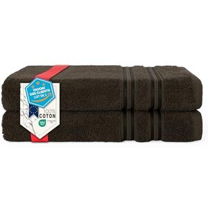 HAMMETEX - lot serviettes douche 2 pièces 70x140 - marron - Publicité HAMMETEX - lot serviettes douche 2 pièces 70x140 - marron - Publicité